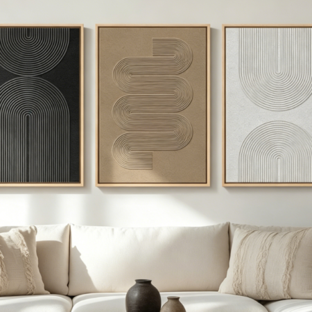 Bohemian Abstract Wall Art — Geometric 3-Piece Set